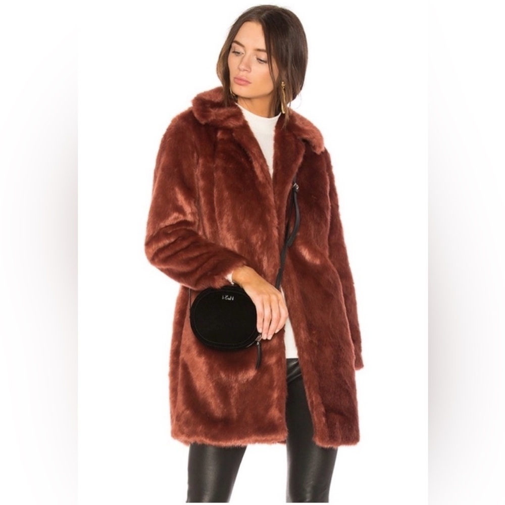 Frame Faux Fur Coat - Spice/Red